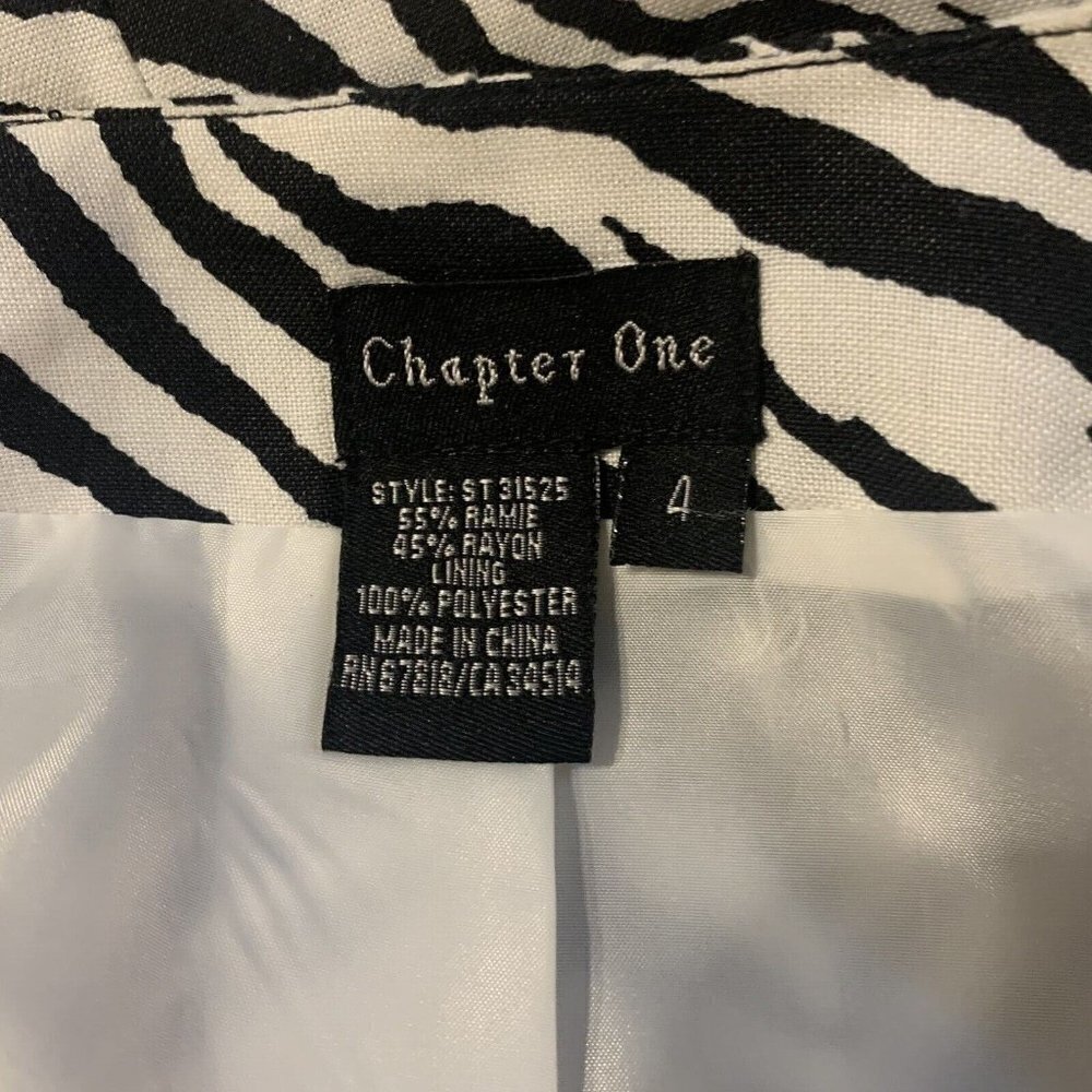 Chapter One. Size 4?? (M). Lined Zebra Print 3/4 … - image 6